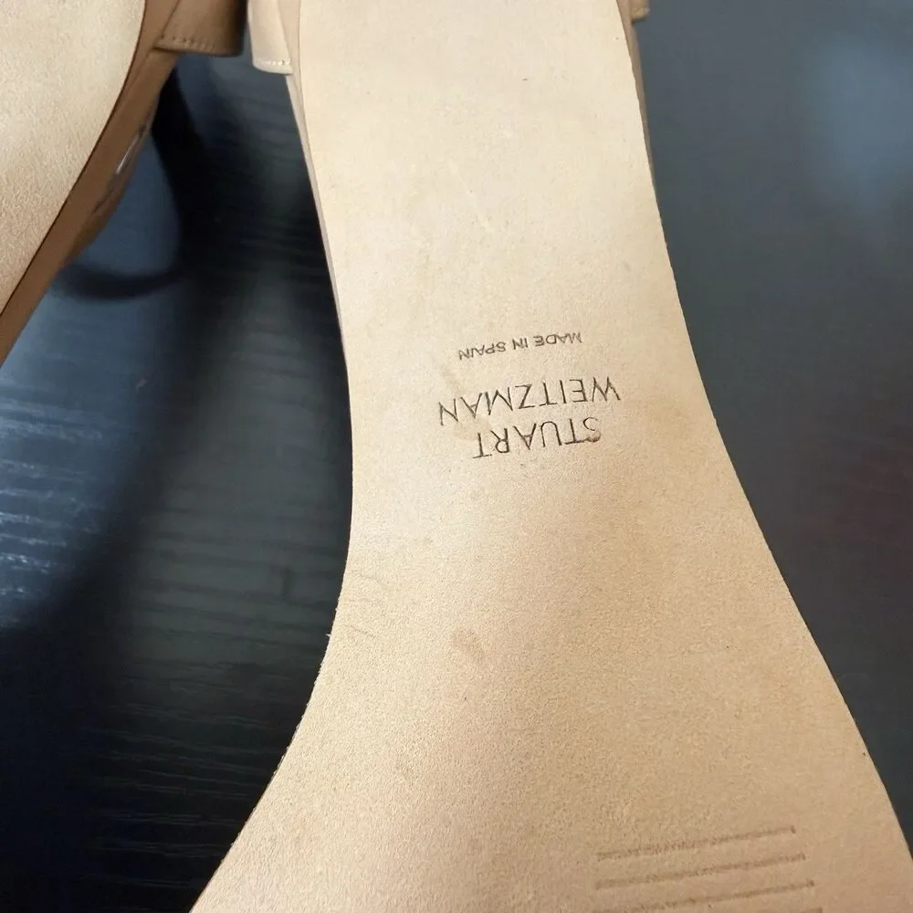 Stuart Weitzman Nudistsong Ankle-Strap Open-Toe Heels Sz 8